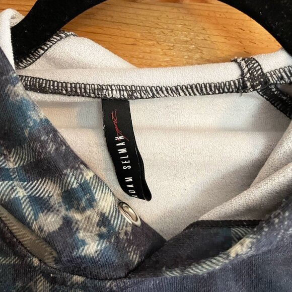 ADAM SELMAN Bleach Plaid Cropped Hoodie Size Small - Picture 7 of 9